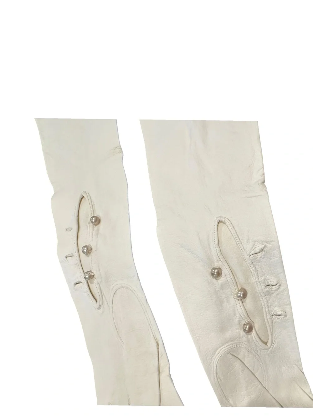 Vintage Long Opera soft leather Gloves in Ivory